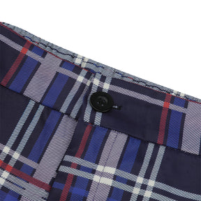 Men's Plaid Print Straight Casual Trousers Purple