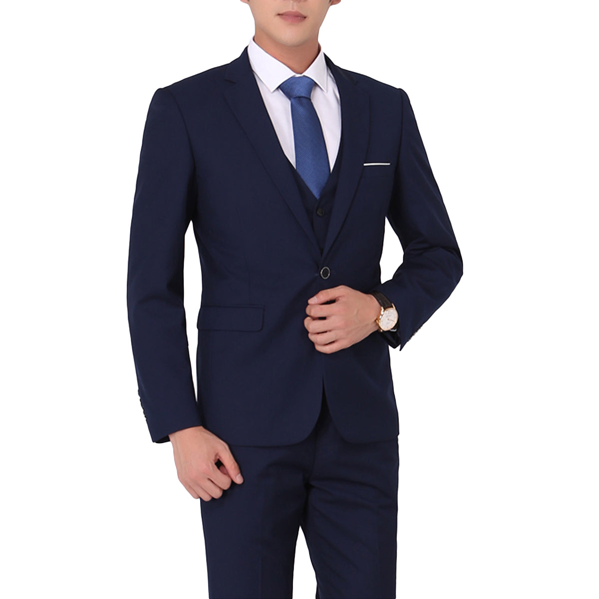 2-Piece Slim Fit Notched Lapel Blue Suit