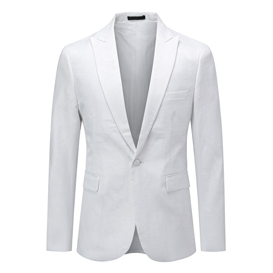 Men's Palace Dark Pattern One Button Blazer White - Cloudstyle