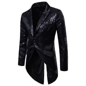 Black Sequin Decorated Swallowtail Coat