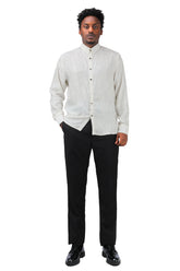 Slim Fit Embroidered White Paisley Shirt