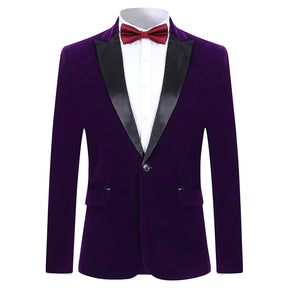 Slim Fit 2-Piece Purple Pleuche Velvet Tuxedo Suit