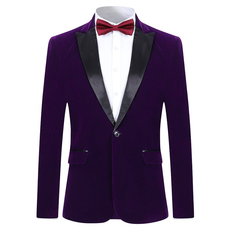 Slim Fit 2-Piece Purple Pleuche Velvet Tuxedo Suit