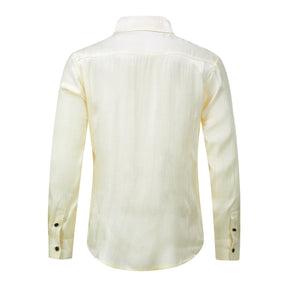 Men's Solid Color Silk Comfort Long Sleeve Shirt Beige