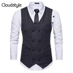 Slim Fit Comfortable Retro Black Vest--Cloudstyle