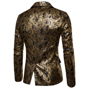 Slim Fit Gold Glitter Paisley Blazer