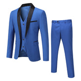 Slim Fit One Button Casual Royal Blue 3-Piece Suit