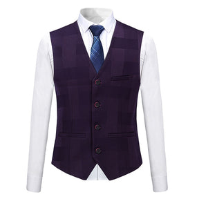 3-Piece Slim Fit Checked Indigo Casual Suit
