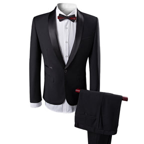 2-Piece Slim Fit Wedding Suit Black - Cloudstyle