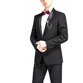 2-Piece Slim Fit Wedding Suit Black - Cloudstyle