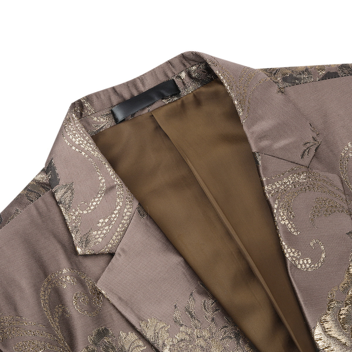 Men's Floral Suit Jacket Printed Blazer Gold