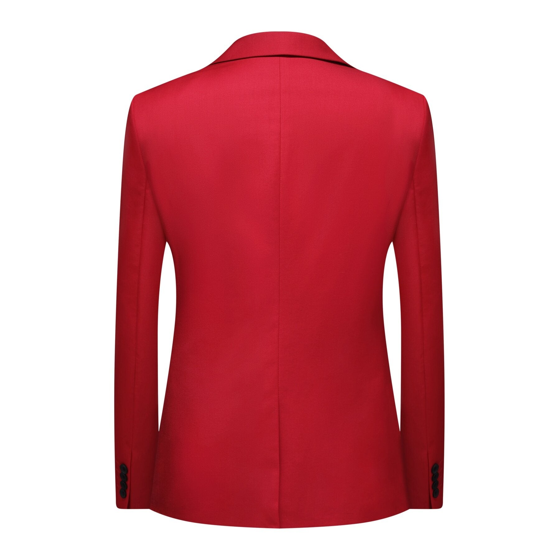 3-piece Men's Solid Color Notched Lapel Back Center Vent Suit Red
