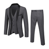 Slim Fit One Button Casual Grey 3-Piece Suit