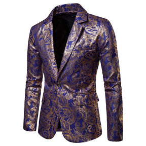 Slim Fit Navy Glitter Paisley Blazer