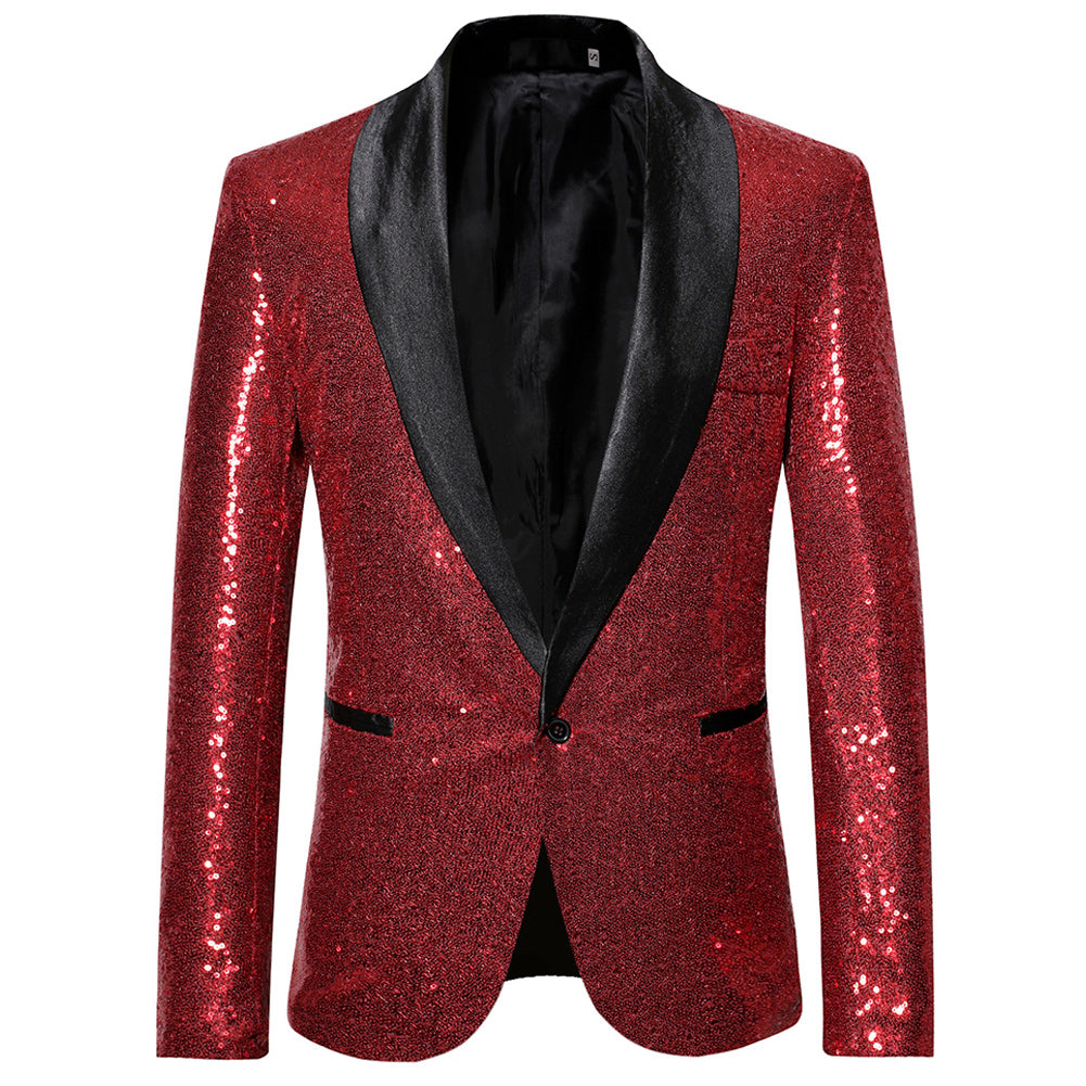 Shiny Sequin Jacket Red Party Dinner Blazer