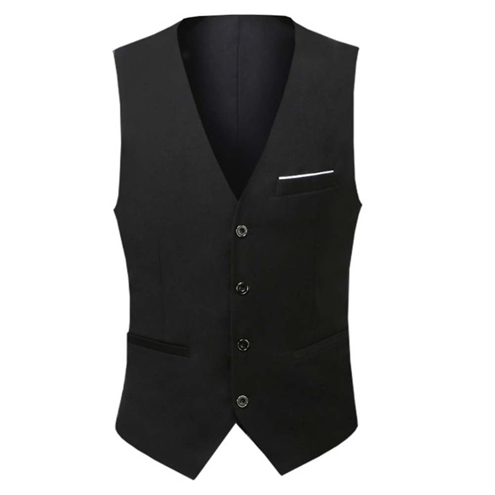 Men's Slim Fit Single Breasted Vest Black