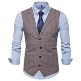 Plaid Single Breasted Vest Brown