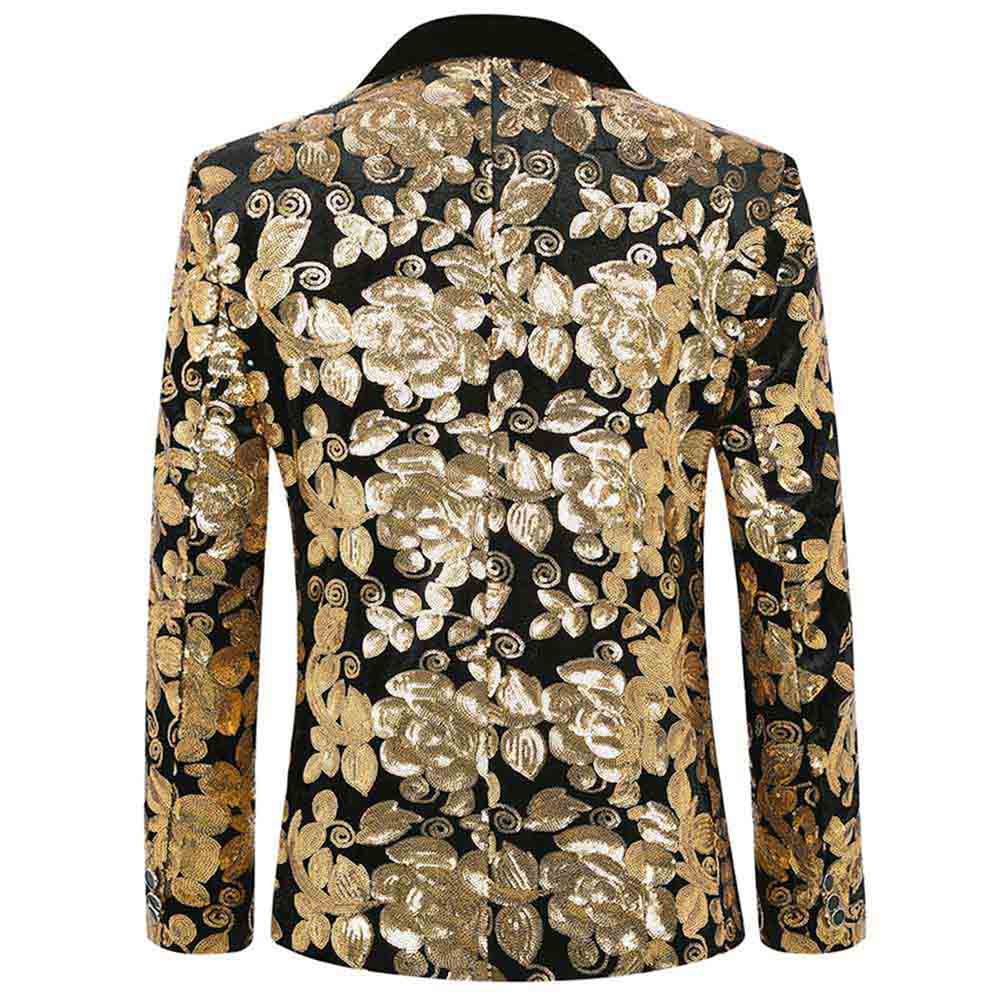 Gold Sequin Blazer Slim Fit Blazer Dance Party Jacket