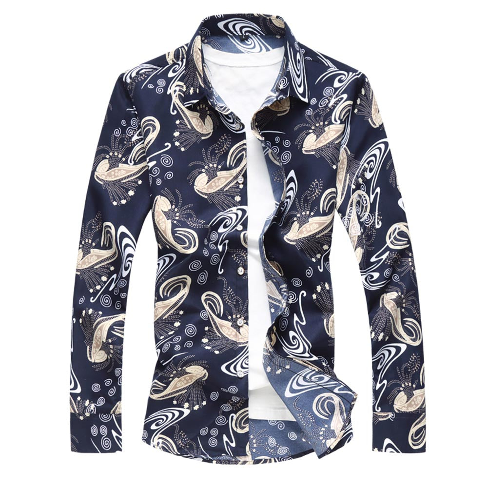 Men's Regular Fit Printed Casual Shirt Floral Shirts