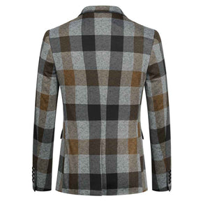 Plaid Stripe Jacket Slim Fit Casual Blazer Coat