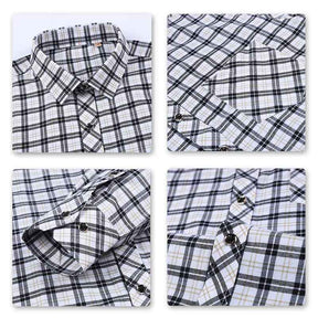 Men's Regular Fit Striped and Plaid Casual Cotton Shirt