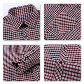 Men's Regular Fit Striped and Plaid Casual Cotton Shirt