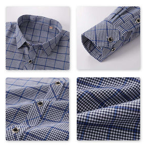 Men's Regular Fit Striped and Plaid Casual Cotton Shirt