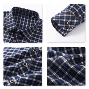 Men's Regular Fit Striped and Plaid Casual Cotton Shirt