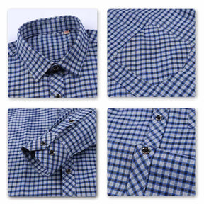 Men's Regular Fit Striped and Plaid Casual Cotton Shirt