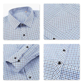 Men's Regular Fit Striped and Plaid Casual Cotton Shirt
