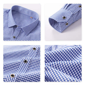 Men's Regular Fit Striped and Plaid Casual Cotton Shirt