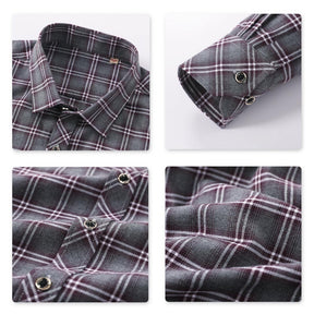 Men's Regular Fit Striped and Plaid Casual Cotton Shirt