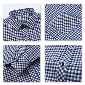 Men's Regular Fit Striped and Plaid Casual Cotton Shirt