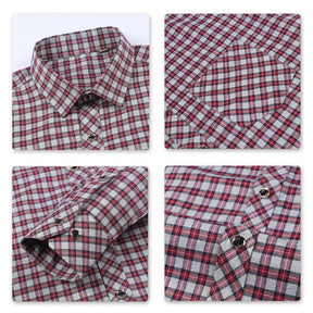 Men's Regular Fit Striped and Plaid Casual Cotton Shirt