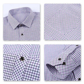 Men's Regular Fit Striped and Plaid Casual Cotton Shirt