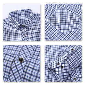 Men's Regular Fit Striped and Plaid Casual Cotton Shirt