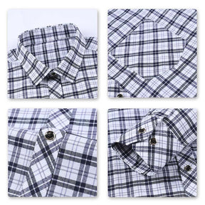 Men's Regular Fit Striped and Plaid Casual Cotton Shirt