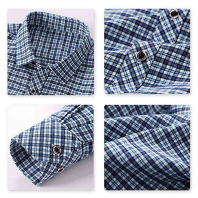 Men's Regular Fit Striped and Plaid Casual Cotton Shirt