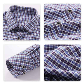 Men's Regular Fit Striped and Plaid Casual Cotton Shirt