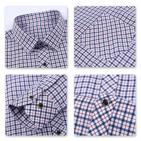 Men's Regular Fit Striped and Plaid Casual Cotton Shirt