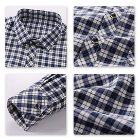 Men's Regular Fit Striped and Plaid Casual Cotton Shirt