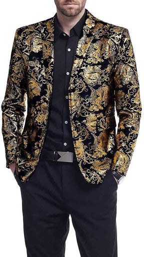 Stylish Gold Blazer Dress Floral Blazer