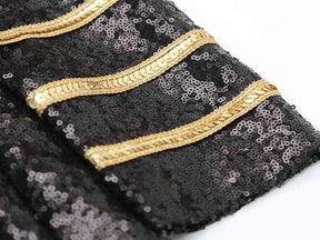 Party Coats Slim Fit Black Sequin Robe