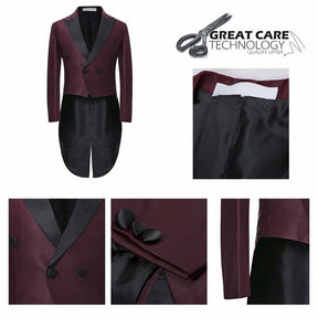 Two Piece Slim Fit Suit Maroon Cocktail Suit tailcoat