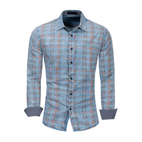 Slim Fit Plaid Paisley Shirt LightBlue