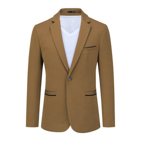 Men's Suit Jacket Slim Fit Coat Business Daily Blazer Coffee