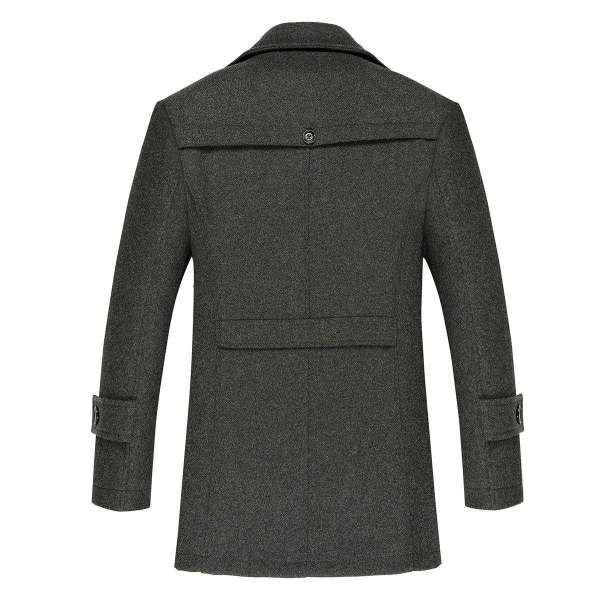 Men's Thick Solid Color Lapel Casual Coat Cotton Grey