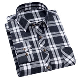 Men's Check Lapel Long Sleeve Shirt Black 2