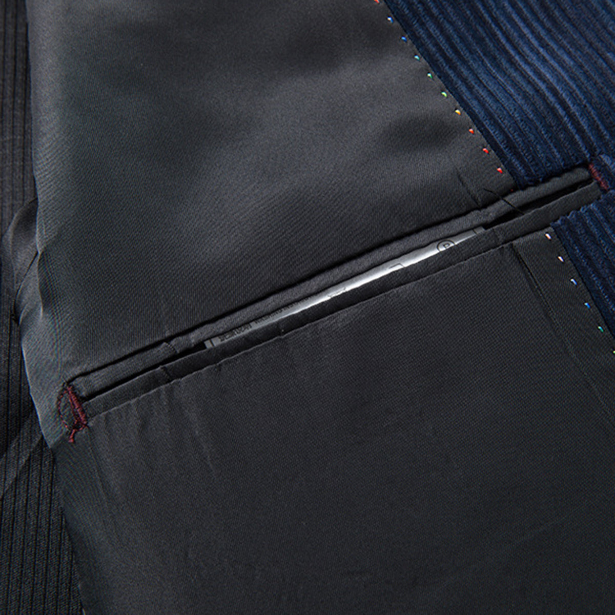 Men's Solid Color Corduroy Two Button Blazer Dark Blue