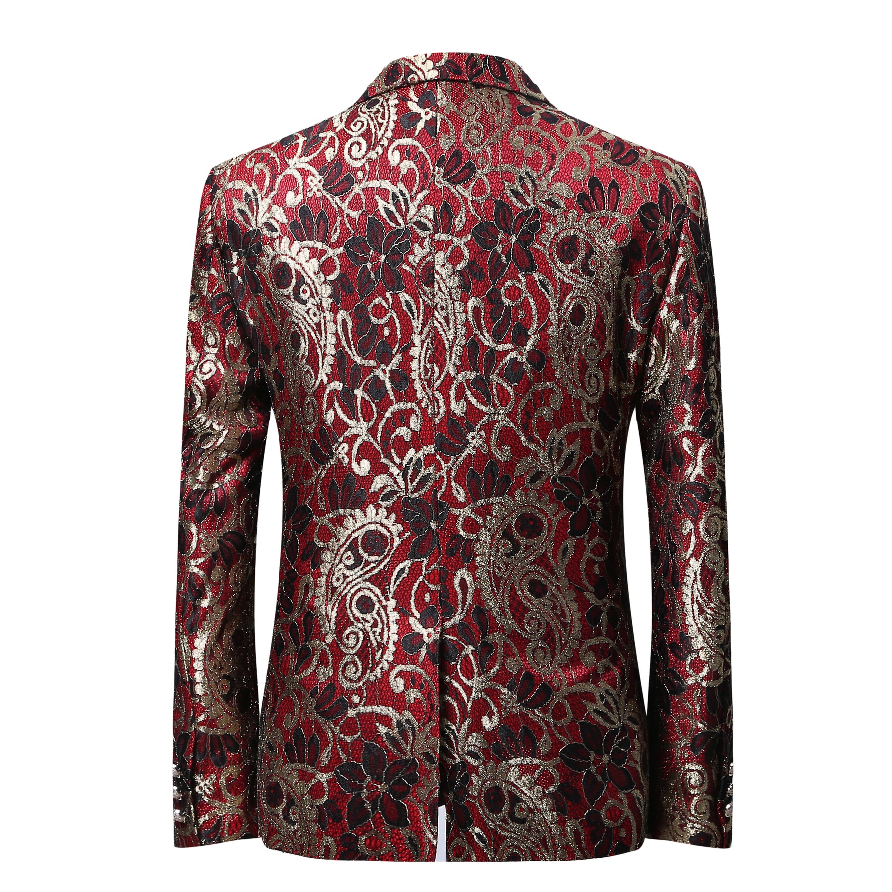 2-Piece Maroon Flower Printed Shiny Suits